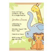 Jungle Themed Birthday Party Invitations