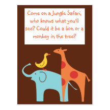 Jungle Themed Custom Baby Shower Invitation Post Card