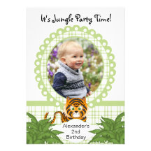 Jungle Tiger 2nd  Birthday Party Photo Invitation