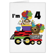 Jungle Train 4th Birthday  Tshirts and Gifts Greeting Card