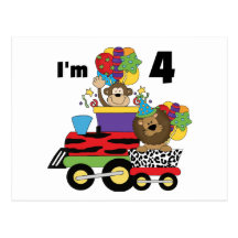 Jungle Train 4th Birthday  Tshirts and Gifts Postcards