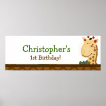 Jungle Zoo Giraffe Personalised Birthday Banner