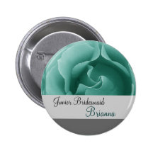 JUNIOR BRIDESMAID Button with MINT GREEN Rose