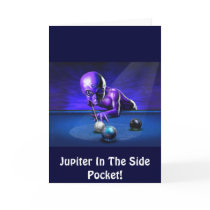 Jupiter In Side Pocket! Alien Pool Party Invite Card