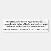 Jury Nullification State of Georgia vs Brailsford Bumper Sticker