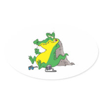 just ate a human funny gator cartoon oval stickers