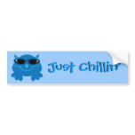 Just Chillin' Blue Cat With Sunglasses bumper stickers