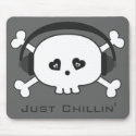 Just Chillin' Cartoon Skull With Headphones mousepads