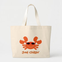 Just Chillin' Cute Crab With Sunglasses Canvas Bags