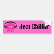 Just Chillin' Pink Jellyfish With Headphones Bumper Sticker