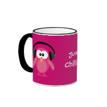 Just Chillin' Pink Owls With Headphones Coffee Mug