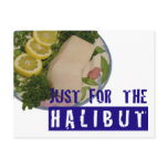 'just for the halibut' humourous parody Postcard