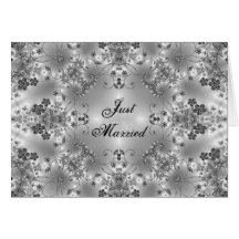 Just Married Announcement Floral B/W Greeting Cards