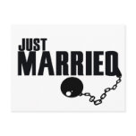 Just Married ball and chain postcards