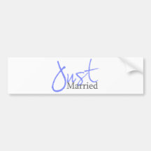 Just Married (Blue Script) Bumper Stickers