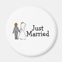 Just Married Bride and Groom Fridge Magnets