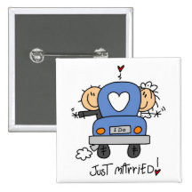 Just Married Bride and Groom T-shirts and Gifts Pinback Button