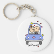 Just Married Bride and Groom T-shirts and Gifts Keychains