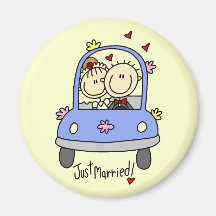 Just Married Bride and Groom T-shirts and Gifts Magnets