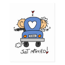 Just Married Bride and Groom T-shirts and Gifts Postcard