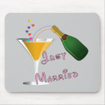 Just Married Champagne Wedding Toast mousepads