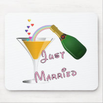 Just Married Champagne Wedding Toast mousepads