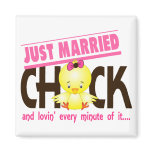 Just Married Chick Refrigerator Magnets