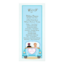 Just Married Classic Car Wedding Programs Personalized Rack Card