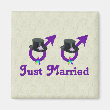 Just Married Formal Gay Male Fridge Magnet