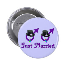 Just Married Formal Gay Male Pinback Button