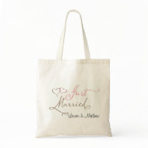 Just Married in chocolate and pink Tote Bag