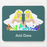 Just Married Lesbian Wedding Mousemats