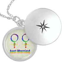 Just Married Lesbians Personalized Necklace