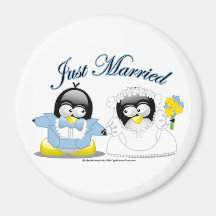 Just Married Penguins Magnets