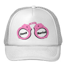 Just Married Pink Handcuffs Hat