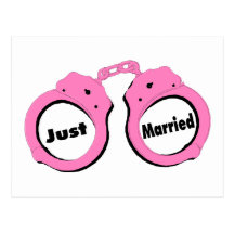 Just Married Pink Handcuffs Post Card