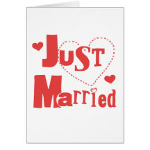 Just Married Red Heart Greeting Cards