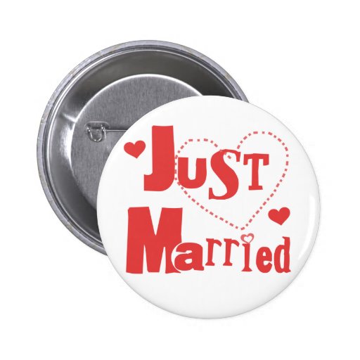 Just Married Red Heart Pinback Button