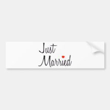 Just Married (Script With Red Heart) Bumper Sticker