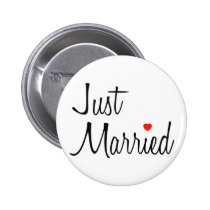 Just Married (Script With Red Heart) buttons