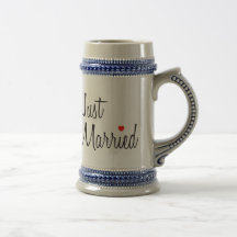 Just Married (Script With Red Heart) Mug