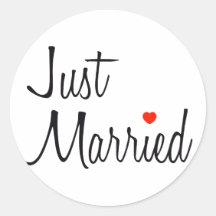 Just Married (Script With Red Heart) Stickers