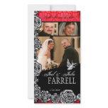 Just Married Tattoo Rose and Swallow Birds photo cards