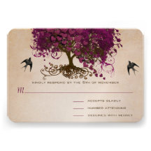 Just Peachy Sangria Heart Leaf Tree Wedding RSVP Personalized Announcements