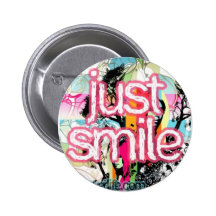just smile pinback button