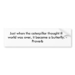 Just when the caterpillar thought the world was... bumper stickers