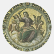 Justice by Raphael, Vintage Renaissance Art Round Stickers