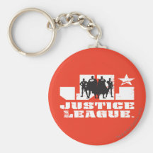 Justice League Logo and Character Silhouettes Keychain