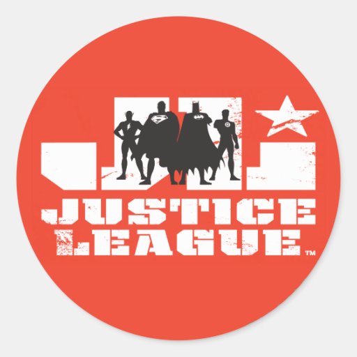 Justice League Logo and Character Silhouettes Round Sticker