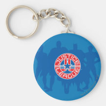 Justice League Logo and Solid Character Background Keychain